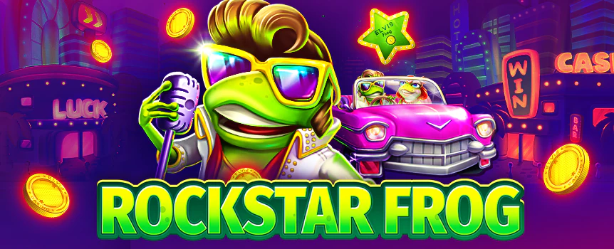 Vegas can be a strange place, but we doubt anyone has ever seen a frog dressed as Rockstar when walking around the city! But that’s exactly what you’ll see when you play the incredible Rockstar Frog  online slot at Slots.lv. If you spin the reels of this slot and get lucky, you could find yourself winning a jackpot worth 1,000x your bet.